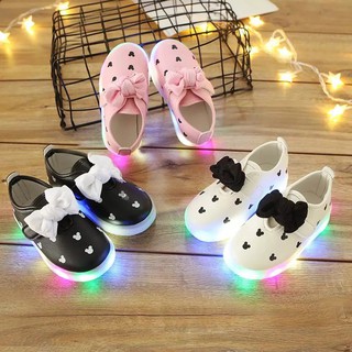 Girl Shoes Cartoon Mickey Bowknot Shoes Kids Baby Casual Flat Shoes