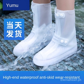 Shoe Cover Waterproof Non-Slip Shoes Men Adult and Children Boots Mid-High Tube Rain Shoes Wear-Resistant and Rain-Proof Thickening Shoe Cover NeX2