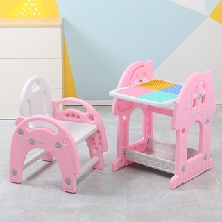 Baby Foldable Study Table Have Fun Desk for Kids with Building Blocks and Drawing Graffiti Board (8)