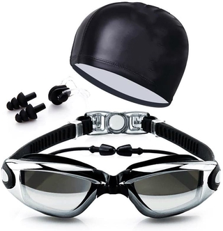 Swim Goggles Swimming Googles No Leaking Anti Fog with Protection Case Nose Clip Ear Plugs Gogles Google Goggle Gaggles