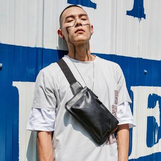 Men's Street Fashion Chest Bag Leather Messenger Bags Men Mobile Phone Vintage Shoulder Clutch