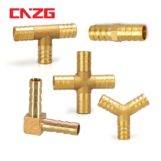 T Shape Brass Barb Hose Fitting Tee 3 Way Y Shape Hose Tube Barb Copper Barbed Coupling 4mm 6mm 8mm 10mm 12mm Connector
