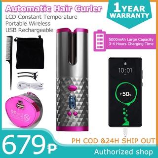 ✨【COD】Rechargeable Wireless Automatic Hair Curler Styling Tools Portable with Temperature Adjustable