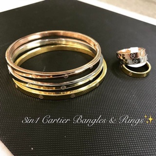 [Maii] 3in1 Cartier Set Bangles with Rings stainless steel Jewelry