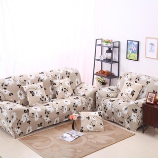 (COD)Spot 1 / 2/3/4 seater L-shaped sofa sets, resilient non-slip printing furniture covers, pillowcases free