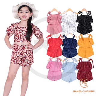 NKD FASHION KIDS Renee Daily Fashion Baby Girl Floral Self Tie Off Shoulder Terno Shorts Set 1042
