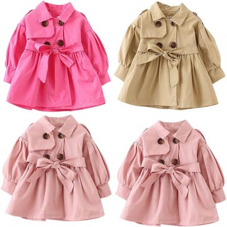 Baby Girl Coat Long Jacket Double Breasted Kids Overcoat Windbreaker Outwear (1)