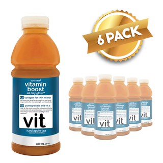 Vitamin Boost 600ml All Day Glow Iced Apple Tea (Pack of 6)
