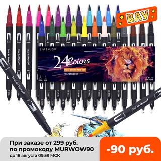 【Hot Products】24/60/100/132 Colors Brush Pen Watercolor Pens FineLiner Dual Tip Art Markers Pen For