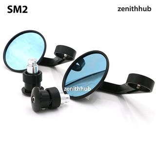 Zenith Cafe Racer Bar End Side Mirror - Blue Lens