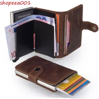 Leather Vintage Automatic Wallet Card Holder Pop Up