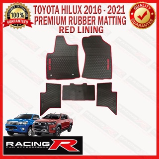 Toyota Hilux Revo 2015 to 2018 / Toyota Hilux Conquest 2019 to 2021 Premium Rubber Matting RED LININ