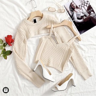 Shein Inspired Coordinates ( Cardigan and top ) waffle knitted