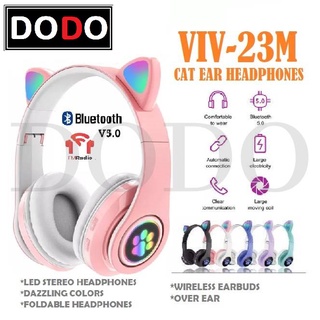 VIV-23M Cat Ear Wireless Headphones Bluetooth 5.0 RGB Earphones Bass Noise Cancelling