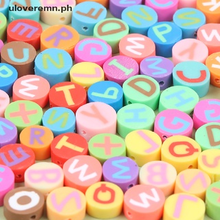 【uloveremn】 100Pcs 10mm Polymer Clay Letters Beads Spacer Loose Beads for Jewelry Making [PH]