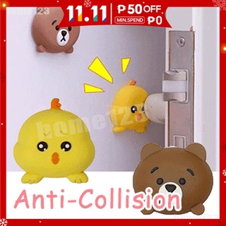 1Pcs Silicone Door Stopper Cartoon Anti-Collision Wall Sticker Thickened Door Lock Suction Protective Shockproof Crash Pad