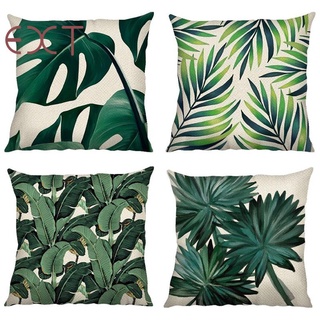 Cushion Covers Green Leaves Decorative Throw Pillow Covers Linen