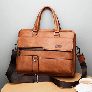 ❤️❤️Jeep Buluo Leather Bag Men's Briefcase Satchel Bags 14' Laptop Bag Jeep Bag Messenger Bag ZFwd x