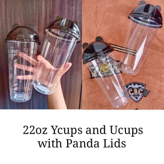 25 pcs Milktea Cups Y Cups with Panda/Bear Transparent Lids Set (7)