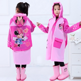 child Disney Pink Minnie Kids Raincoat Cartoon Inflatable hat Poncho Boys Children Frozen raincoat