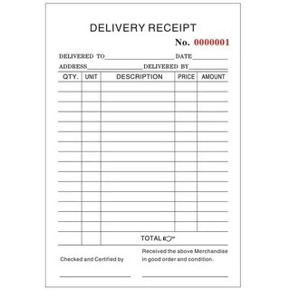 Delivery Receipt receipt list