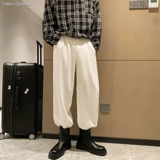 ☜▧2021 spring and autumn white pants men s fall feeling drape trousers drawstring drawstring pants t