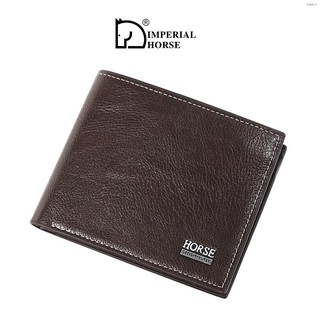 ☍Imperial Horse Short Wallet For Men Bifold Wallet Clasp & Zipper Coin Purse PU Leather Wallet P313