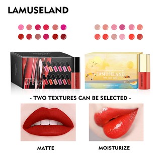 LAMUSELAND 12Colors/Set Travel Kit Lipstick Matte Lip Gloss #L18L12