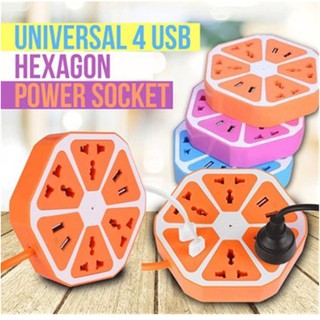 KC USB Hexagon Socket Extension Cord With USB Port Fruit Power Extension Cord