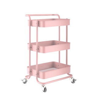 organizer✇✑LOCAUPIN 3-Tier Kitchen Utility Metal Trolley Storage Cart Shelf Rack Organizer with Whee