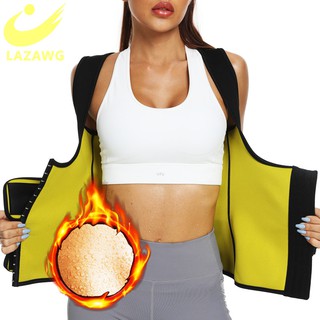 LAZAWG Hot Neoprene Sweat Sauna Vest Womens Slimming Waist Trainer Weight Loss Shirt Body Shaper Fit