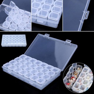 Clear Plastic 28 Slots Adjustable Jewelry Storage Box Case (1)