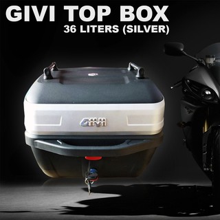 GIVI Motorcycle Top Box 36L Railbox SIlver Storage Compartment