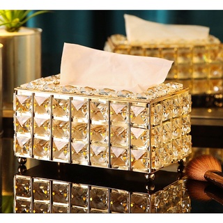 High-end Nordic Crystal Tissue Box Exquisite Creative Desktop Napkin Paper Storage Box (1)