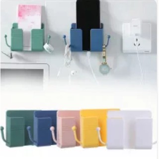 1pcs Wall Mount Phone Holder Data Cable Hooks Remote Control Storage Phone Stand Organizer