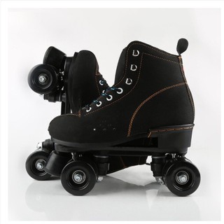 (Ready Stock)Roller Skates Cowhide Fabric PU Wheels Double Row Roller Skates For Adult Roller blades (2)