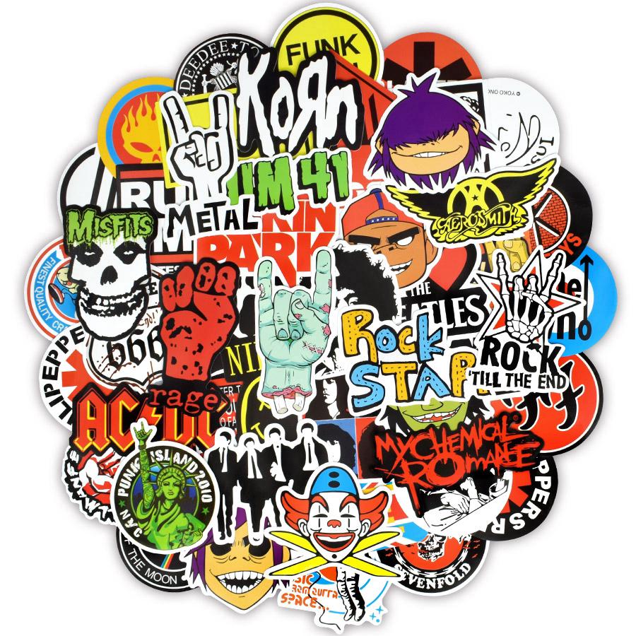 100 PCS Rock and Roll Graffiti Stickers for DIY Car Guitar Bass Laptop Suitcase