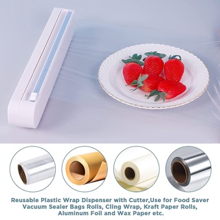 Plastic Food Wrap Dispenser With Slide Cutter Adjustable Cling Film Cutter Preservation Foil Storage (3)
