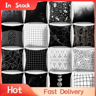 LOPR*Black and White Geometric Throw Pillow Case Square Cushion Cover Soft Waist Rest