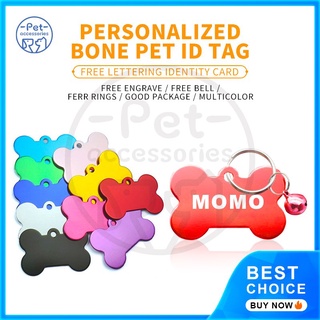 【Ready Stock】❒✼Dog Tag Personalized Name Engraved ID Tags For Bone Pet Custom Cat collar