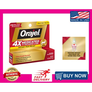 Orajel Medicated for Toothache and Gum Irritation Instant Pain Relief Cream, Oral Antiseptic, 9.4g