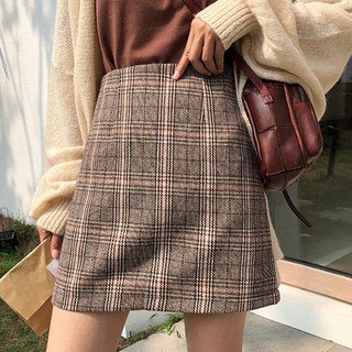 【COD & Ready stock】Korean Skirt Women Elegant Plaid High Waist Skirts denim skirt High waist skirt palda mini skirt