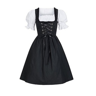 Women Traditional German Dirndl Back Bow Cosplay Costumes Dress