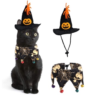 【Ready Stock】♣Halloween pet pumpkin hat Hat Dog cat Halloween pet cat puppy Halloween party decorati