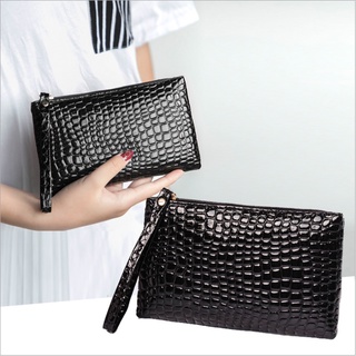 <Ready Stock>Large Capacity Women's Clutch Coin Purse Crocodile Leather Pattern Wallet