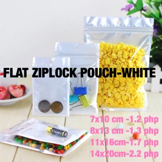 Half clear ziplock white flat resealable with ziplock pouch