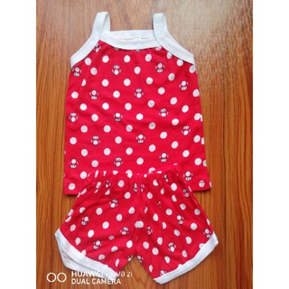 SIZE 4 Cotton Spaghetti & Shorts Terno for 0-12 months baby girl red small polka