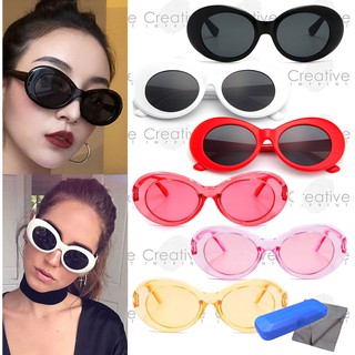 CISunnies #12614 Oval Goggle Retro Round Cat Eye Sunglasses Shades Eyewear | FREE CASE & WIPER (1)