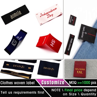 custom made collar label garment label personalized hem tag make sleeves tag print silk cotton cloth
