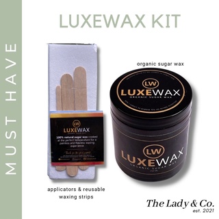 Luxewax Kit | Organic Sugar Wax w/ Applicators & Reusable Strips | Hair Removal Wax